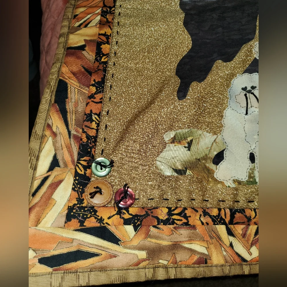 Trick or Treat Wall Quilt Witch Cat Broom Halloween Wall Decoration
